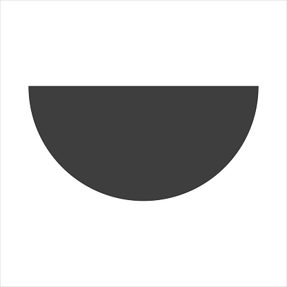 semicircle icon on white background. The geometric figure of a semicircle