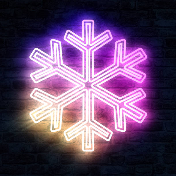 istock Glowing Neon Snowflake Icon on black background 1367044615