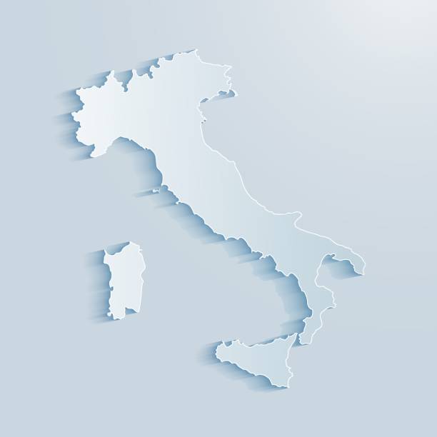 illustrazioni stock, clip art, cartoni animati e icone di tendenza di mappa italia 3d su sfondo grigio - italia
