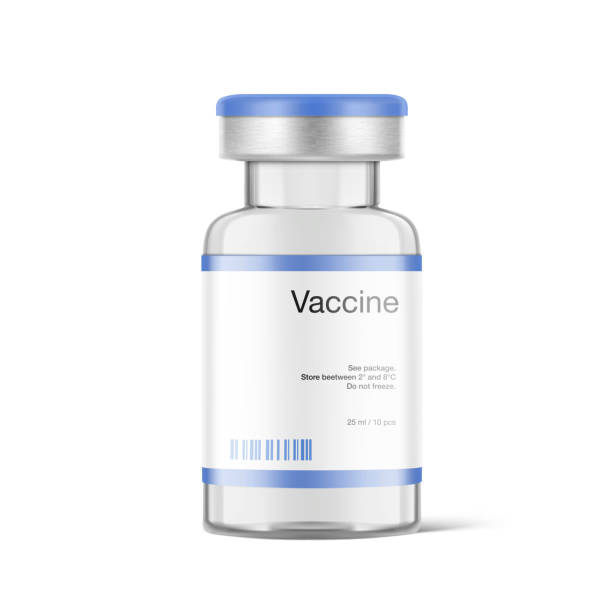 istock Transparent glass bottles for vaccine injections mockup. 1367050691