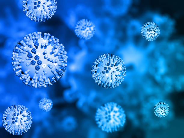 istock 3D medical background with flu virus cells on defocussed design 1367050933