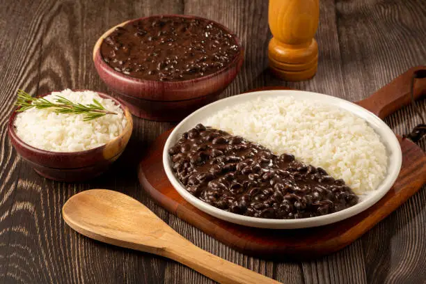 Photo of Black beans and rice dish.