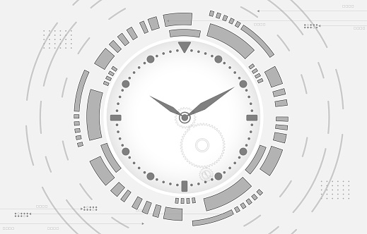 Abstract technology clock white background