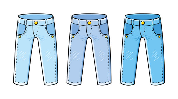 Blue Jeans Pants Set Stock Illustration - Download Image Now - Blue,  Boyfriend, Cartoon - iStock