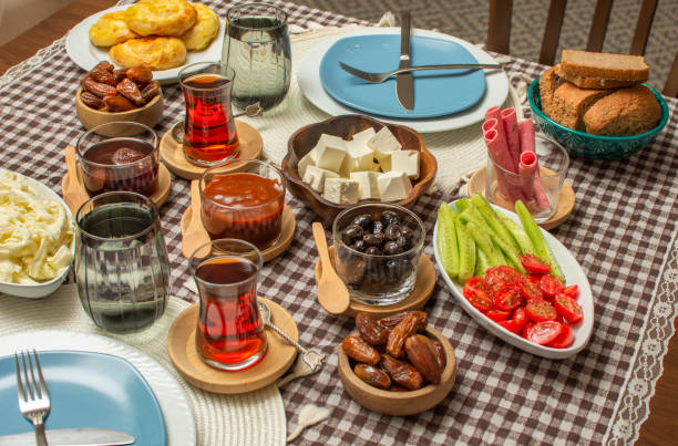 istock Middle Eastern traditional breakfast during Ramadan fasting (aka: Sahur or Suhoor). Date fruit for dinner or iftar.  Ramadan background. Ramadan kareem. 1367058469