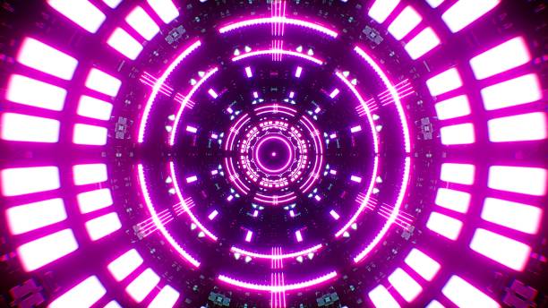 istock Cyberpunk Neon Light Tunnel Entrance 1367060058