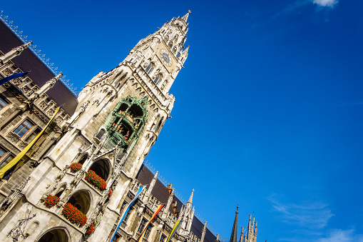 Façade of the Rathaus or Town Hall on Marienplatz in Munich, Germany