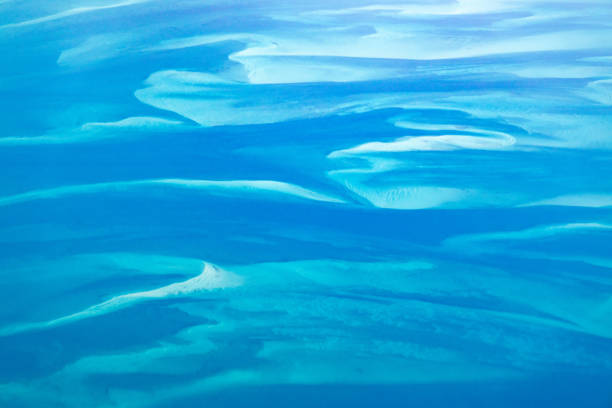 Aerial view of the sea floor near Great Exuma Island, Bahamas.
