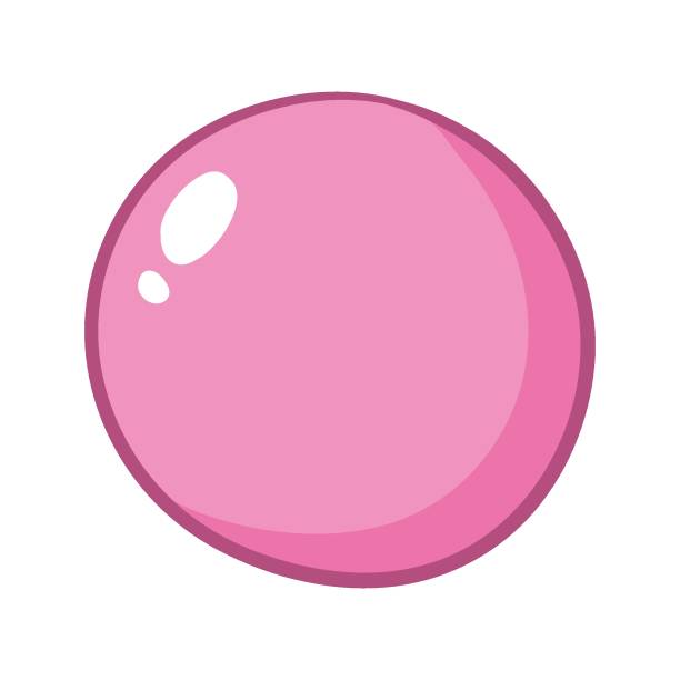 Pink soap bubble. Cartoon bubble gum vector doodle illustration Pink soap bubble. Cartoon bubble gum vector doodle illustration isolated on white chewing gum stock illustrations