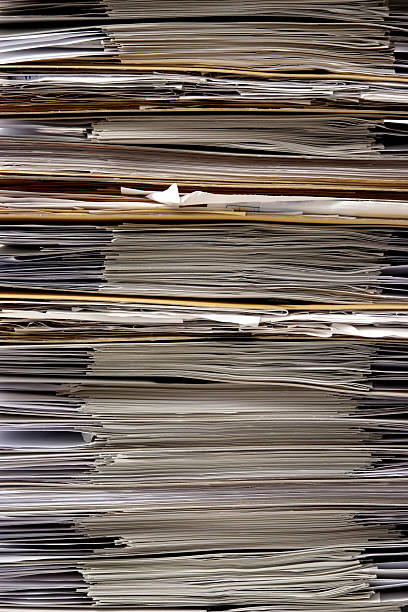istock Close-up of stacked file folders background 136706938