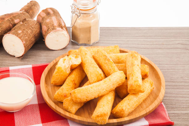 istock Fried cassava on the wooden background 1367069687