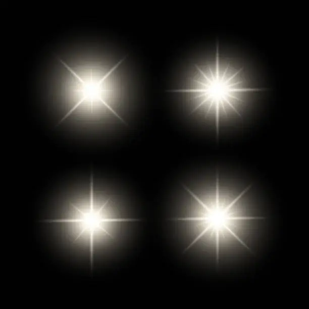 Vector illustration of Golden lights sparkles collection