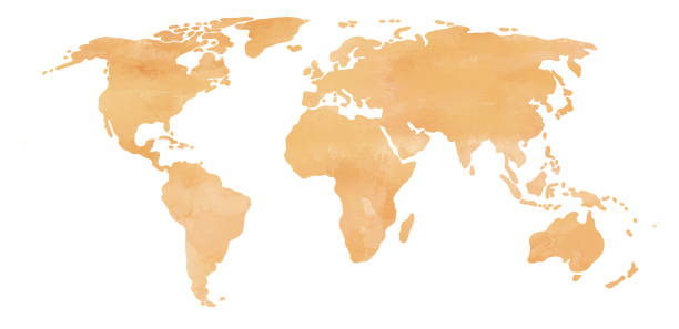 istock doodle freehand watercolor painting of world map. 1367070510