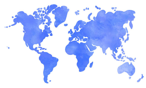 istock doodle freehand watercolor painting of world map. 1367070514