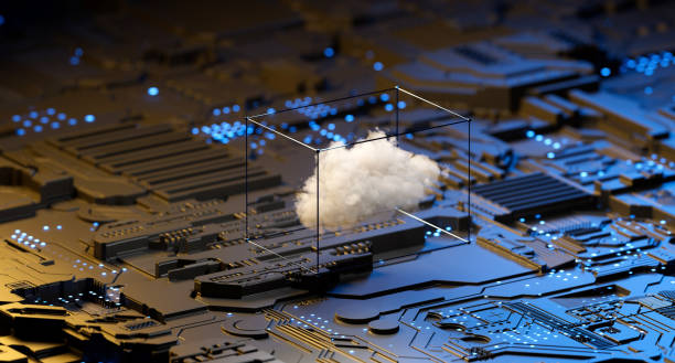 Cloud Computing Backup Cyber Security Fingerprint Identity Encryption Technology stock photo