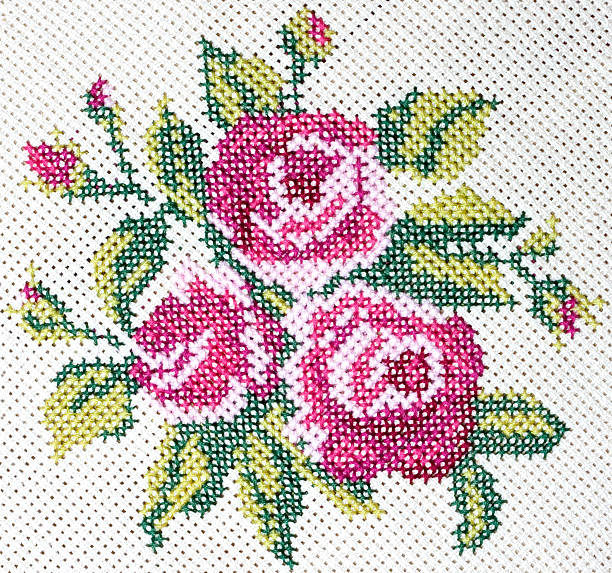 rose logo - needlecraft product embroidery cross stitch flower zdjęcia i obrazy z banku zdjęć