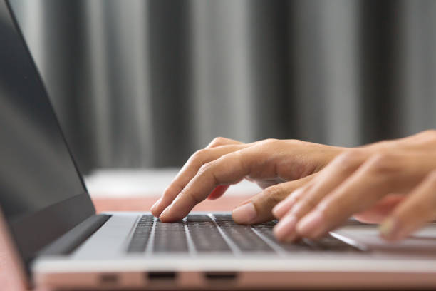 istock Selective focus of Woman hand using laptops. 1367074384