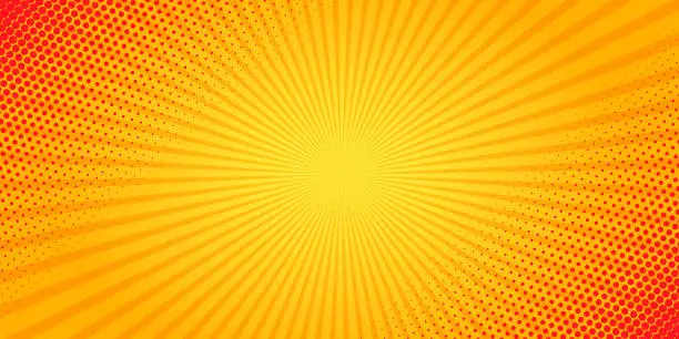 Vector illustration of Bright orange and yellow rays vector background