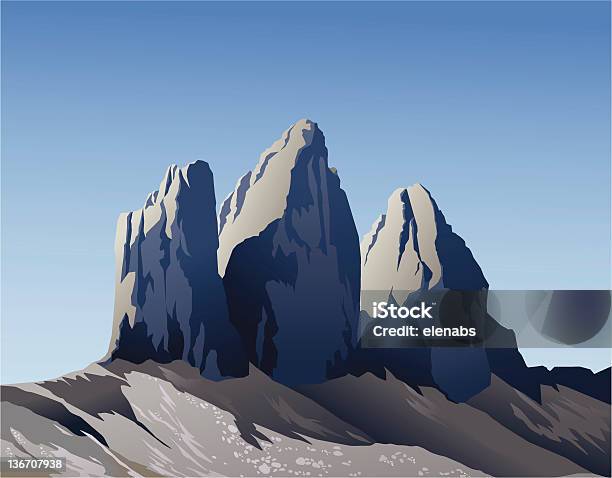 Ilustración de Tres Cimas De Lavaredo y más Vectores Libres de Derechos de Tres cimas de Lavaredo - Tres cimas de Lavaredo, Alpes Dolomíticos, Aire libre