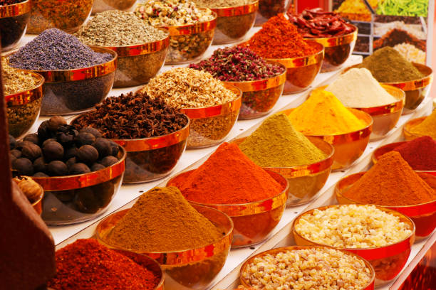 istock arabian spice and herbs market stall with wide selections 1367081826