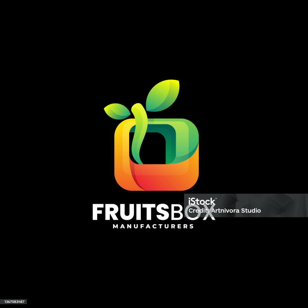 Fruit Box Vector Vector Illustration Fruit Box Gradient Colorful Style Stock ...