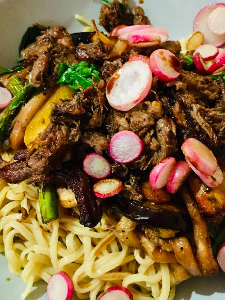 Vibrant beef noodle stir fry