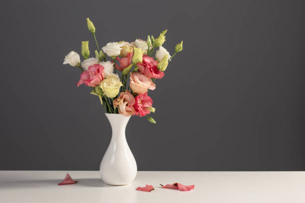 istock bouquet of eustoma on dark background 1367087952
