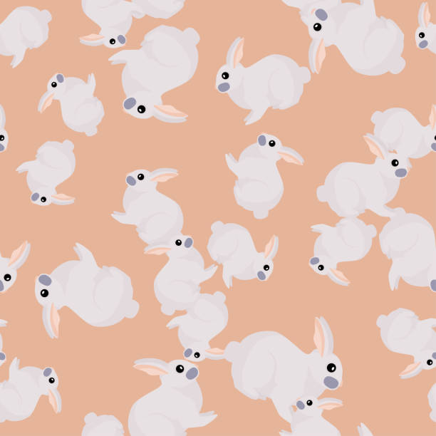 istock Seamless pattern of rabbit. Domestic animals on colorful background. Vector illustration for textile. 1367092234