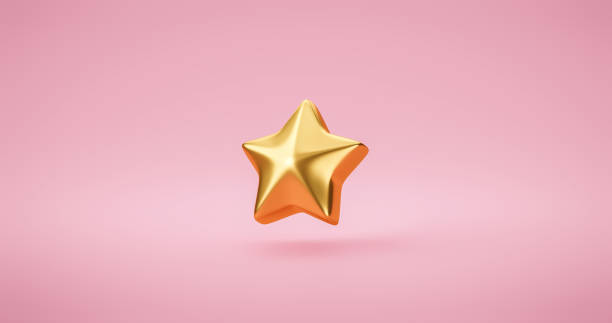 One Gold rating star symbol of customer satisfaction review service best quality ranking icon or feedback success sign award and product evaluation rate on pink 3d background with excellent opinion. un símbolo de estrella de calificación de oro de la satisfacción del cliente servicio de mejor calidad icono de clasificación o retroalimentación signo de éxito premio y tasa de evaluación de producto en fondo rosa 3d con excelente opinión.