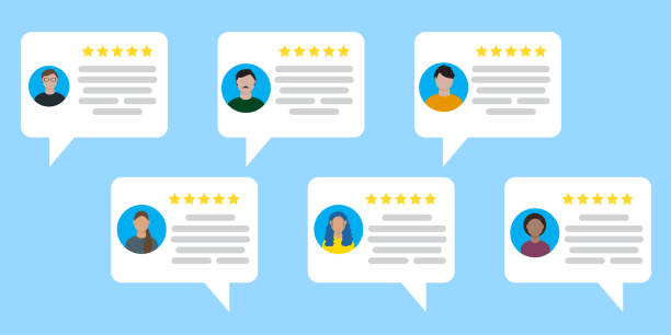 User feedback icon. Online review sign. Rating customer. Social message. Blue backdrop. Vector illustration. Stock image. User feedback icon. Online review sign. Rating customer. Social message. Blue backdrop. Vector illustration. Stock image. EPS 10. customer feedback stock illustrations