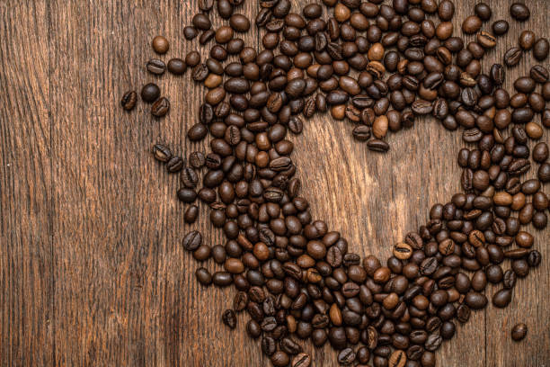 Letter W of grains of fragrant coffee