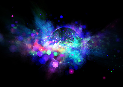 Light explosion with glowing particles and lines, futuristic abstract background