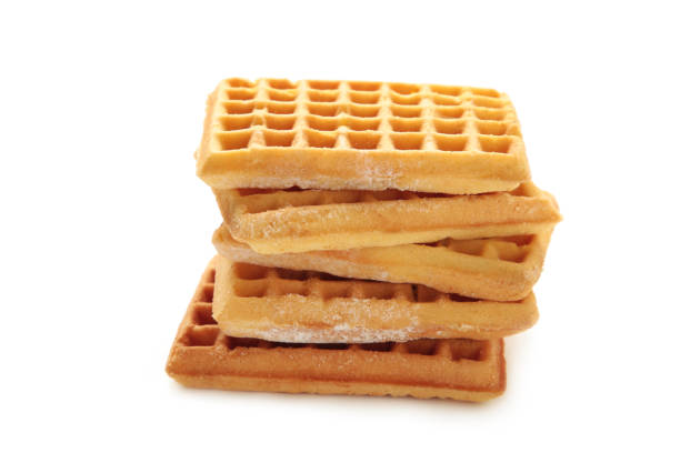 istock Waffles isolated on a white background. Top view. 1367104895