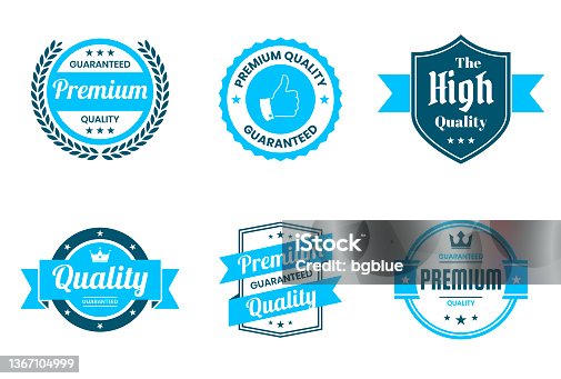 istock Set of "Quality" Blue Badges and Labels - Design Elements 1367104999