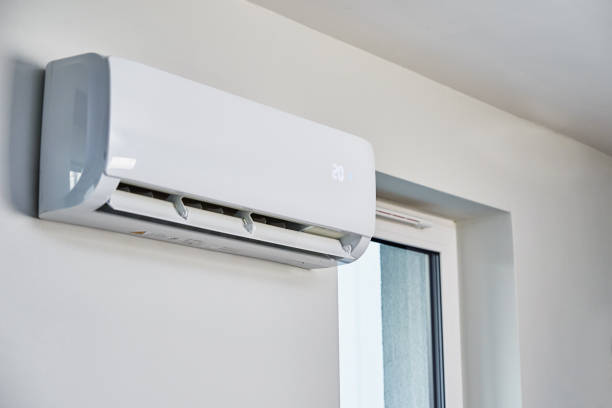 istock Air conditioner hanging on the wall, close up 1367105298