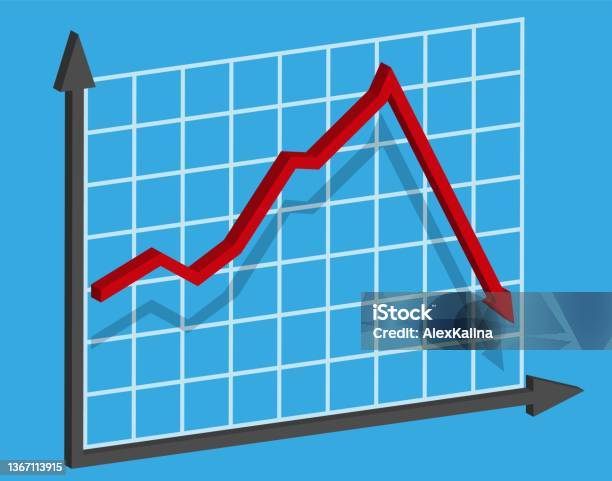 3d Graph With Decrease Report Diagram With Recession And Bankruptcy ...