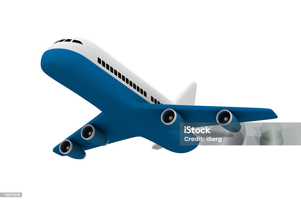Avião sobre fundo branco. Imagem 3D Isolada - Royalty-free Asa de aeronave Foto de stock
