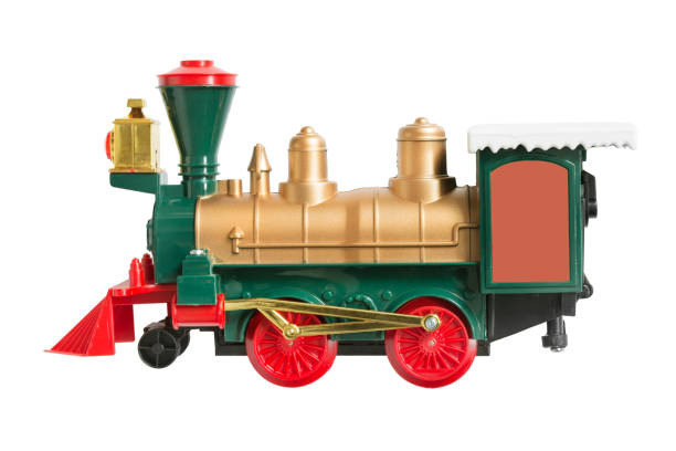 Toy locomotive isolated stock photo