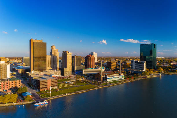 istock Toledo, Ohio Skyline Aerial During The Golden Hour 1367119657