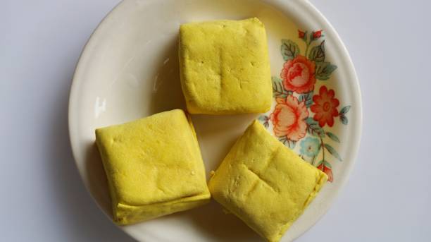 istock Yellow tofu in a white plate 1367123155