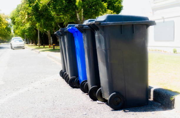 Wheeled garbage can on the street waiting for garbage collection