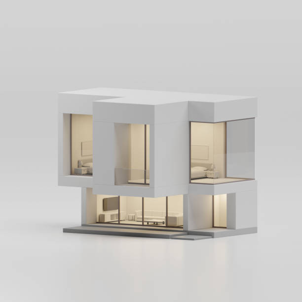 istock 3d render of a modern house, Real estate concept. 1367123691