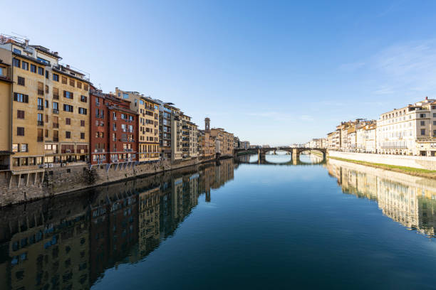 Florence skyline with ponte vecchio at dusk