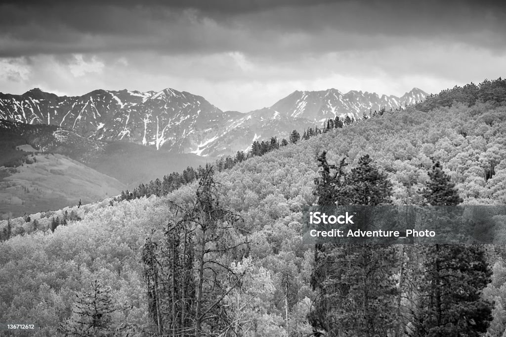 Preto e Branco montanhas de Gore Range, Colorado - Foto de stock de Alto contraste royalty-free