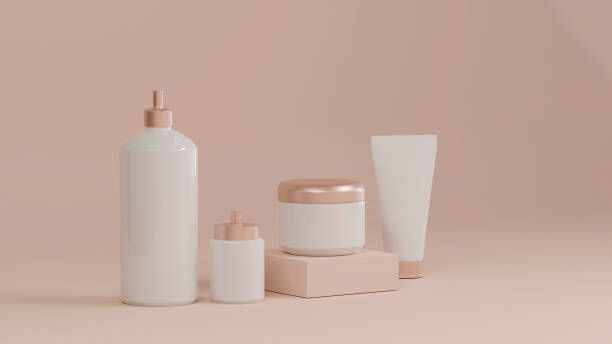 istock cosmetic bottle mockup product set on pink background,3d rendering 1367128476