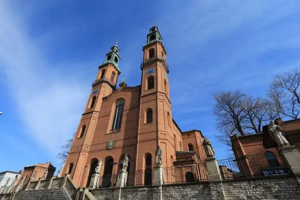 Piekary Slaskie city in Upper Silesia (Gorny Slask) region of Poland. Neo-romanesque basilica of St Mary and St Bartholomew.