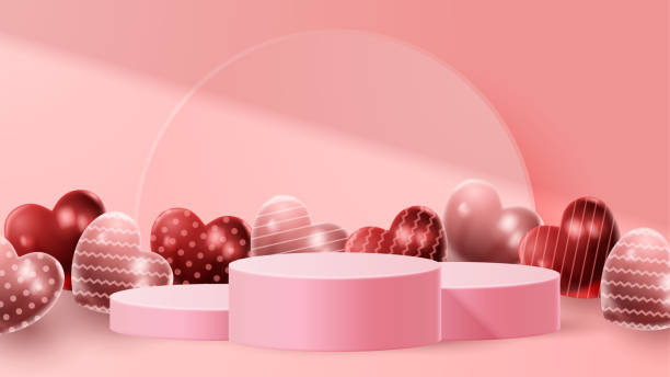 istock Valentine's day 3D podium product presentation for banner, advertising, and business. vector illustration 1367132949