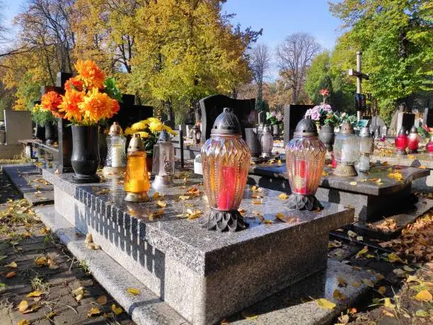 Cemetery candles (znicz) in Poland. Tradition for All Saints' Day.