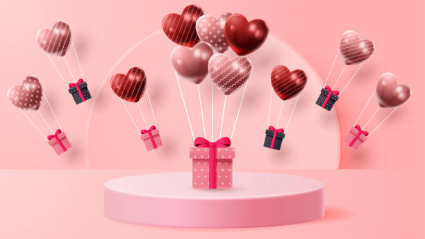 istock Valentine's day 3D podium product presentation for banner, advertising, and business. vector illustration 1367134440