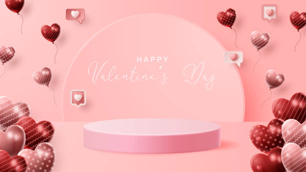 istock Valentine's day 3D podium product presentation for banner, advertising, and business. vector illustration 1367134653